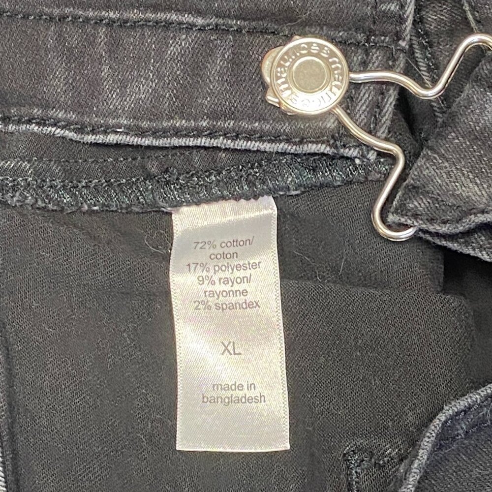 Maurices Black Denim Shortalls XL Tie Waist Bib Overalls Faded Summer Style - Picture 8 of 9